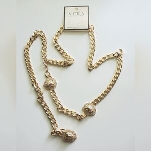 Vintage Design Lion Head Belt - Curb Chain. Beautiful!